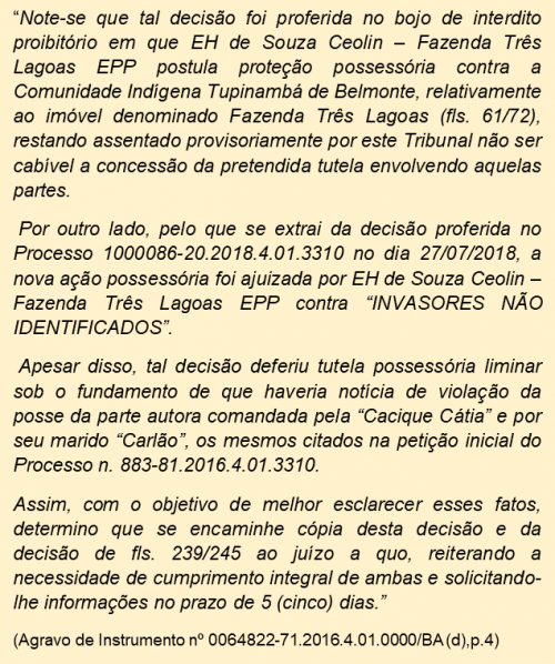 Decisão do TRF1 - Tupinambá de Belmonte